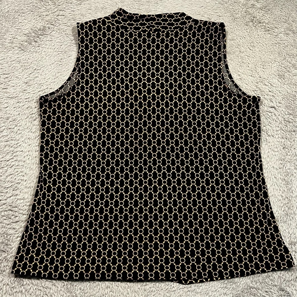 Chico's Sleeveless Blouse Top Black Gold Geometric V-Neck Career Women's 3 US XL - Picture 6 of 9